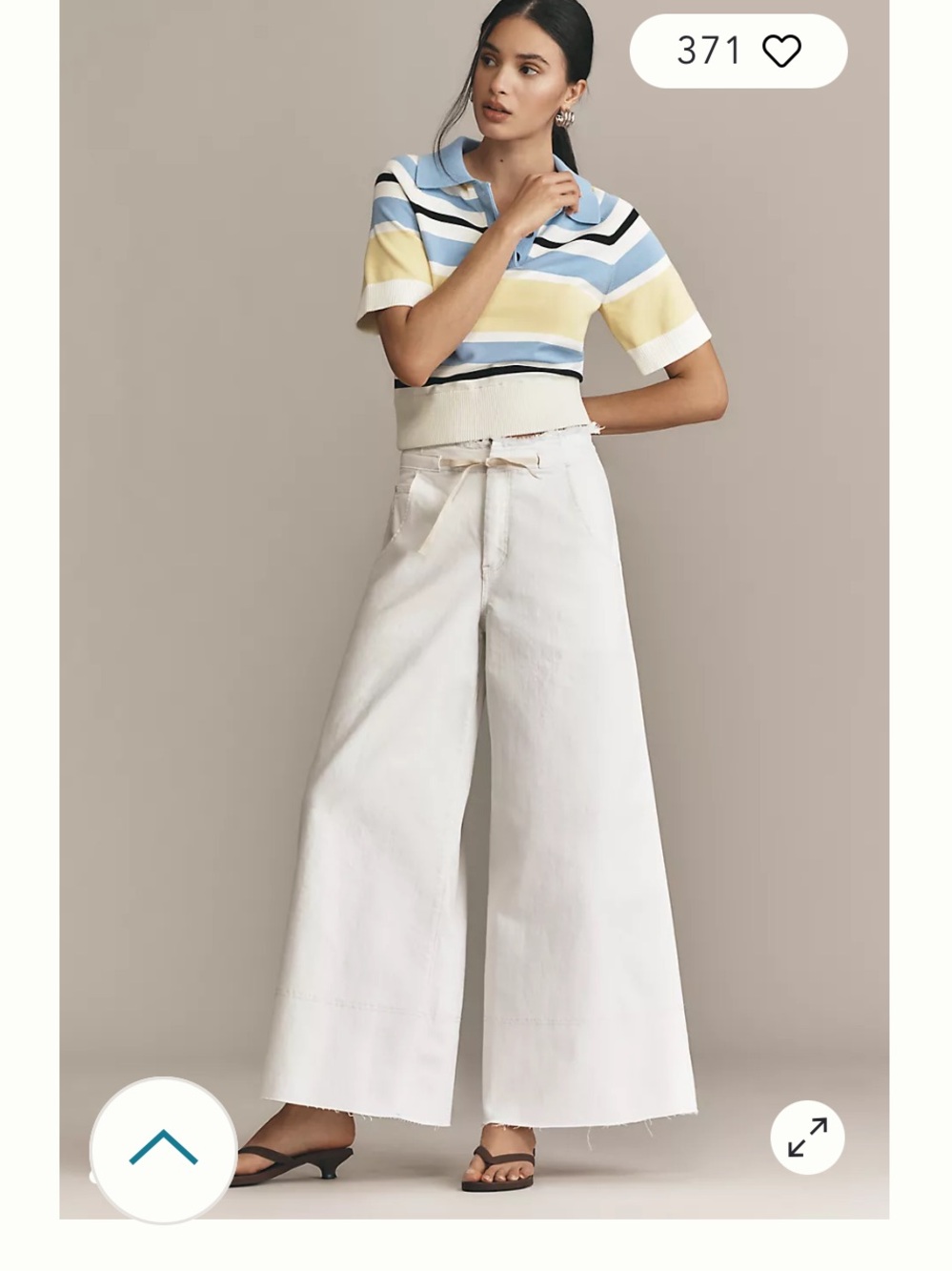 Anthro The Full Raver High-Rise Wide Leg Jeans Pilcro Cream $178 nwot summer - Picture 1 of 11